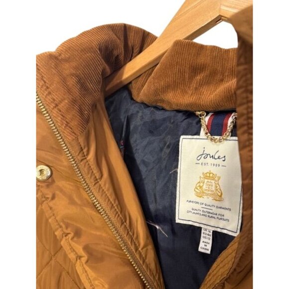 EUC Joules Chatham Womens Quilted Rust Longline Coat W/ Hood & Pockets US 12 - Picture 8 of 15